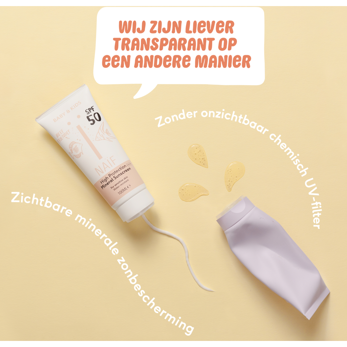 Naïf Zonnebrand Crème Voor Baby & Kids SPF50 -100ml