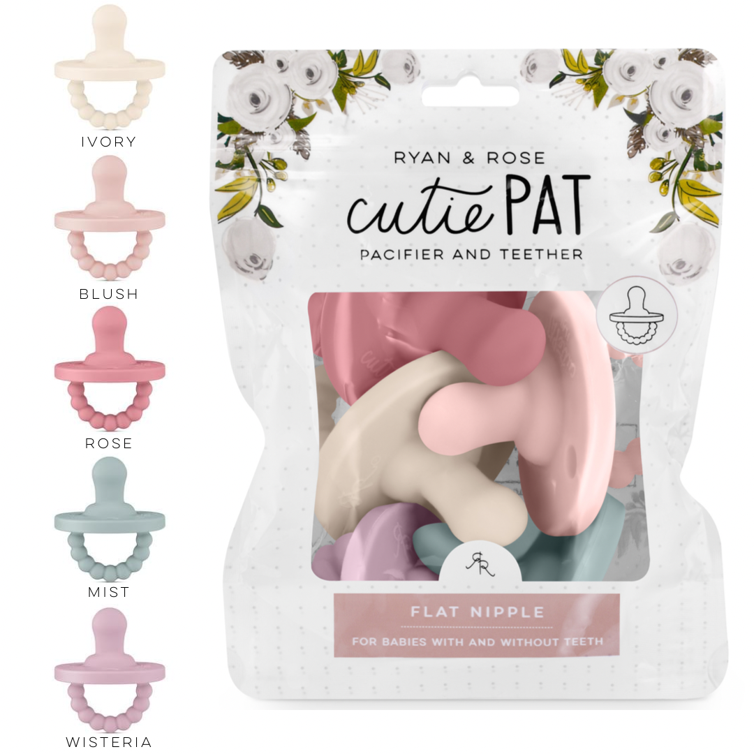 CutiePat Set PLAT 2-in-1 (Fopspeen+Bijtring) Stage 1 - Blossom Collectie (5st)